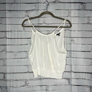 Ambiance Apparel White Lace Spaghetti Strap Tank Top S Fitted Casual Layer Cami